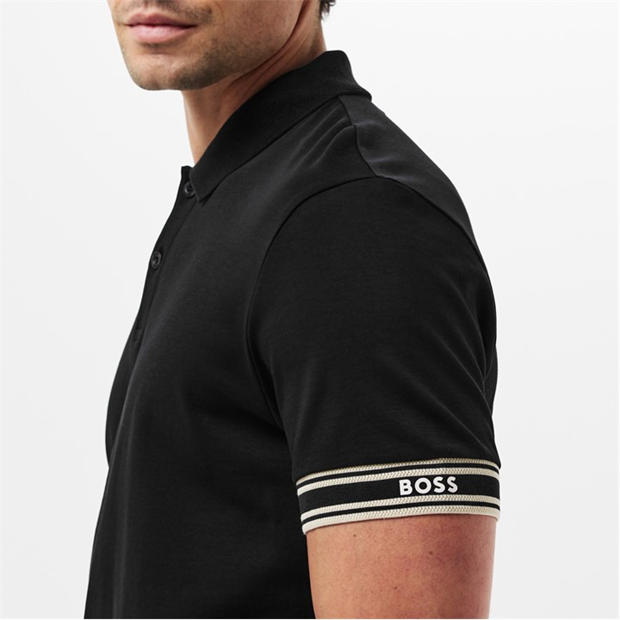 Black 002 - Boss - Men's HBG Zone Sleek Button-Up Polo Shirt