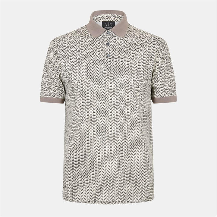 Armani Exchange Men' White Ax All Over Print Short Sleeve Polo Shirt in Size S, Sports Direct