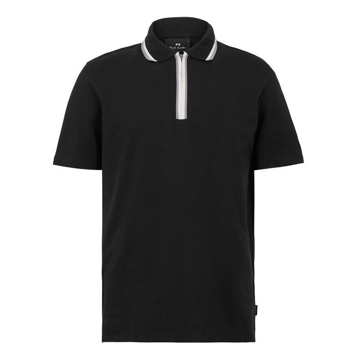 Ps Paul Smith Men' Black Zipped Short Sleeve Polo Shirt in Size S, Sports Direct