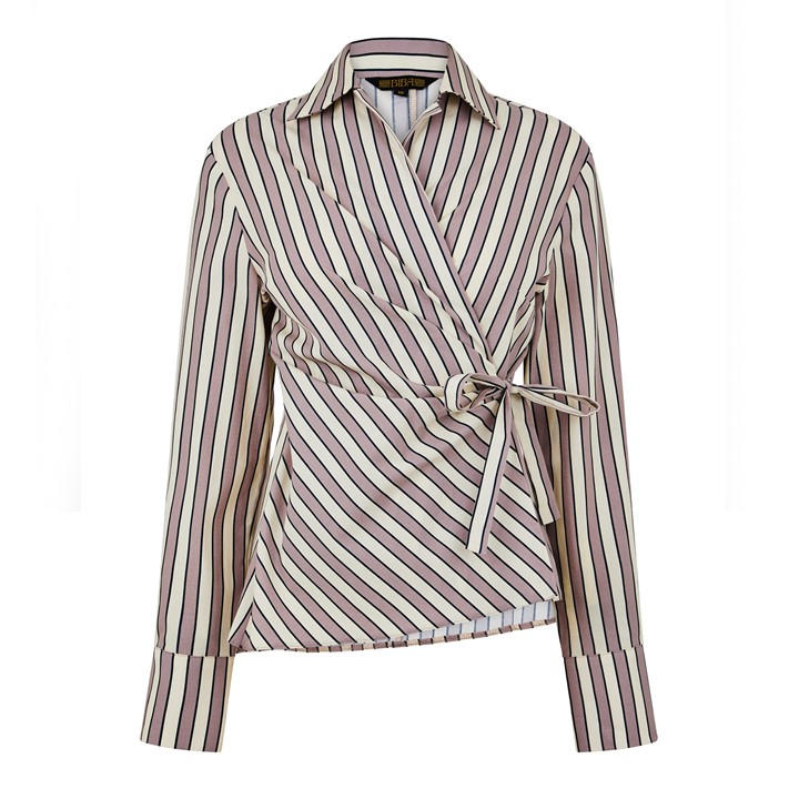 Biba Women's  Wrap Stripe Long-Sleeve Blouse in Size 10, Sports Direct