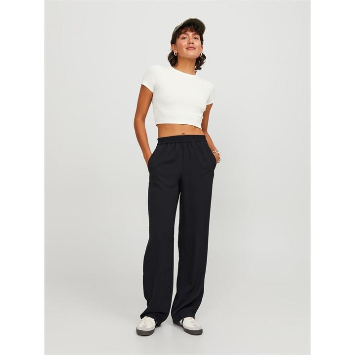 Jjxx Women's Black Poppy High-Waisted Straight Leg Trousers in Size 8, Sports Direct