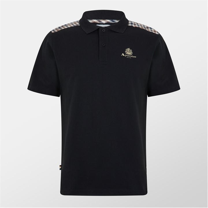 Aquascutum Men' Black Short Sleeve Polo Shirt in Size S, Sports Direct
