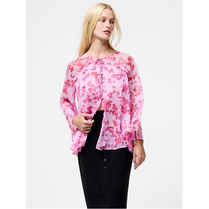 French Connection Women's Pink Isla Long-Sleeve Blouse in Size 8, Sports Direct