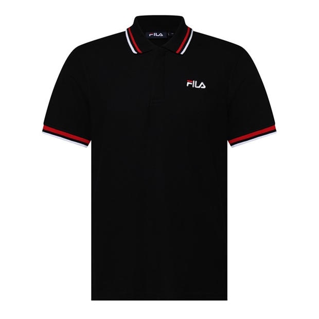 Black - Fila - Men's Bowey Short-Sleeve Tipping Polo Shirt