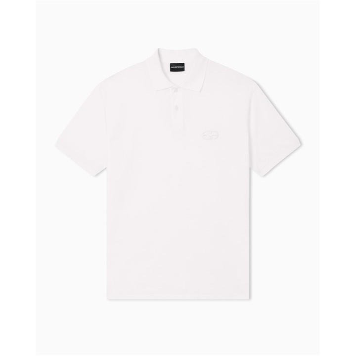 Emporio Armani Men's White Short-Sleeve Polo Shirt in Size XL, Sports Direct