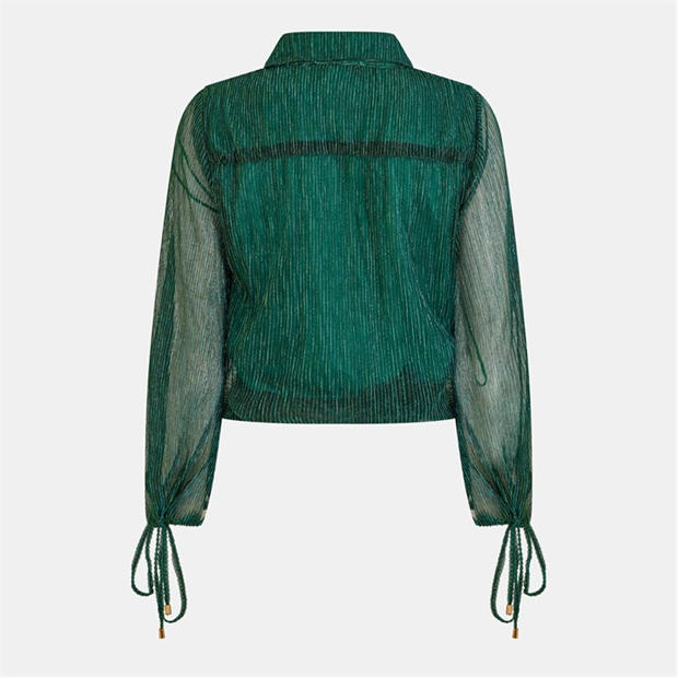 Зелено - AmyLynn - Women's Lurex Long-Sleeve Blouse