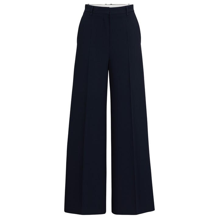 Boss Women's Blue Tikela Straight Leg Trousers, Straight Leg Design in Size 6, Sports Direct