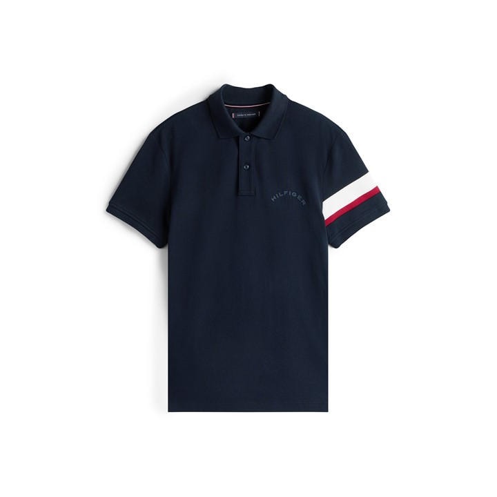 Tommy Hilfiger Men' Blue Tape Detail Short Sleeve Polo Shirt in Size S, Sports Direct