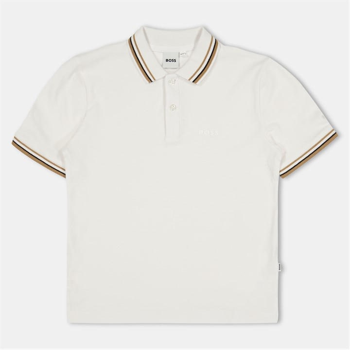 Boss Boys White Kids' Col Block Short Sleeve Polo Shirt in Size 11 - 12 Years, Sports Direct