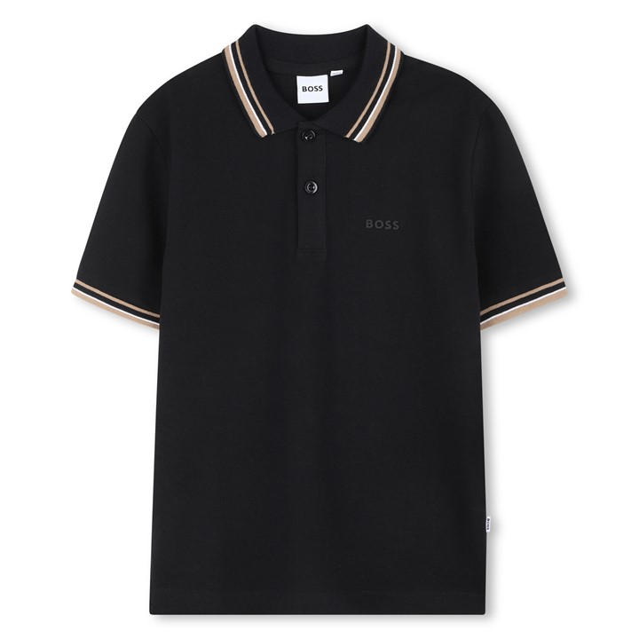 Boss Boys Black Kids' Col Block Short Sleeve Polo Shirt in Size 9 - 10 Years, Sports Direct