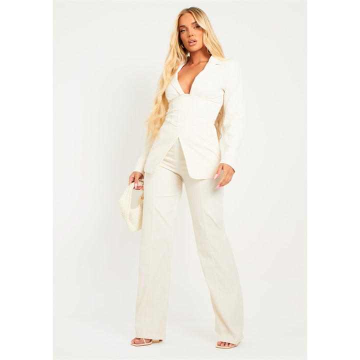 Missy Empire Women's White Straight Leg Woven Trouser in Size 8, Sports Direct