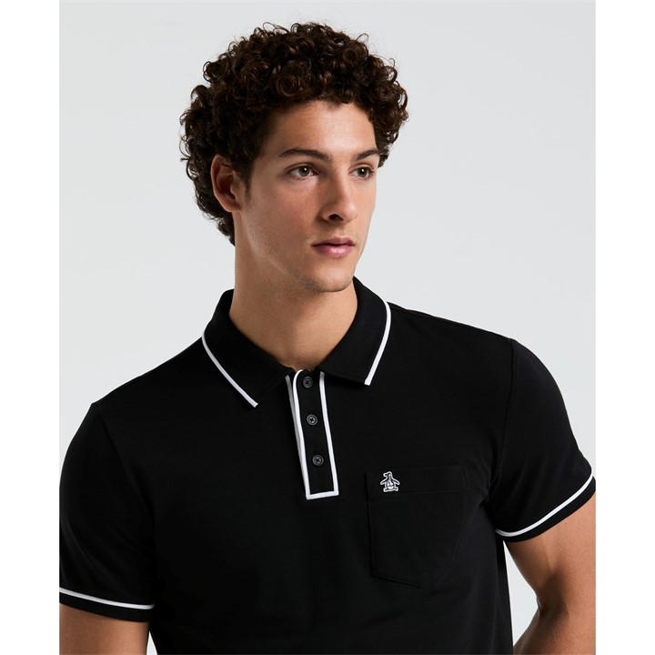 Original Penguin Men's Black Tailored Fit Short Sleeve Polo Shirt in Size XS, Sports Direct