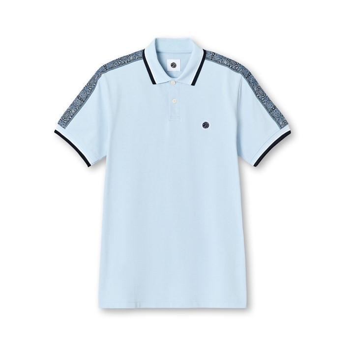 Pretty Green Men's Eclipse Tape Short-Sleeve Polo Shirt Blue Small - Image 2