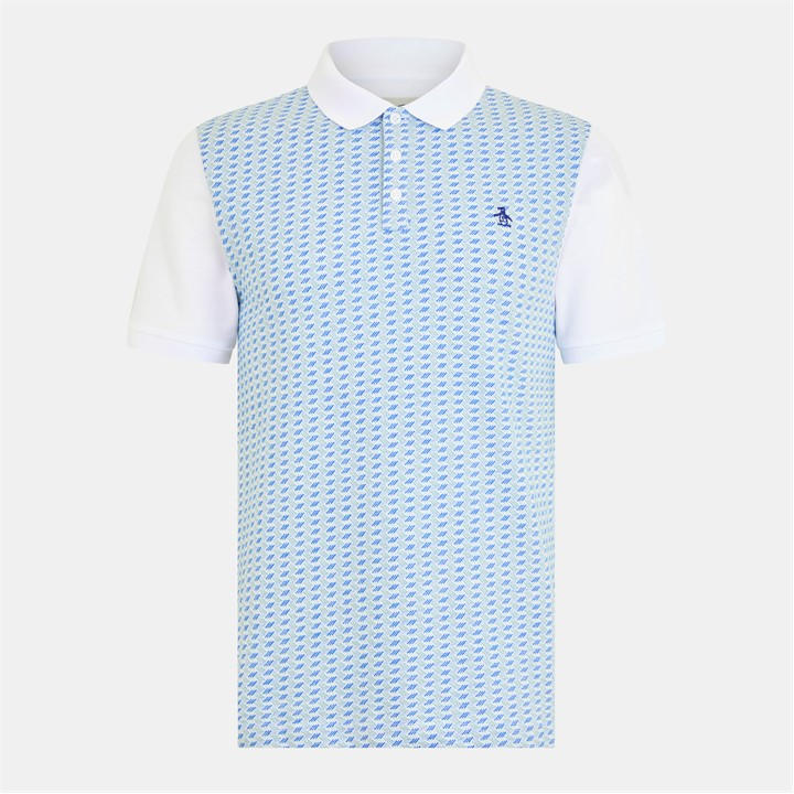Original Penguin Men's White Jacquard Short Sleeve Polo Shirt in Size M, Sports Direct