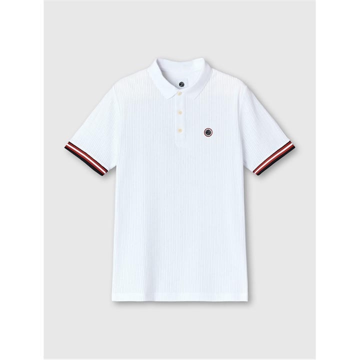 Pretty Green Men' White Pg Cressa Tipped Short-Sleeve Polo Shirt in Size S, Sports Direct