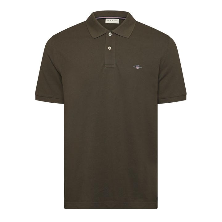 Gant Men's Green Logo Short-Sleeve Polo Shirt in Size L, Sports Direct