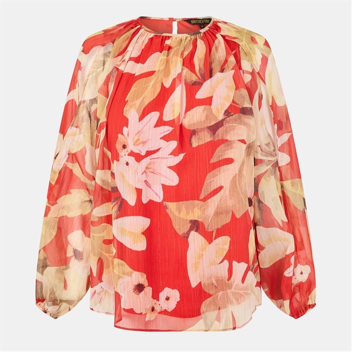 Biba Women's Orange Split Long-Sleeve Blouse in Size 10, Sports Direct