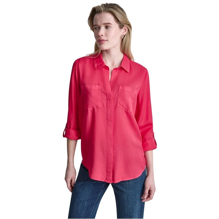 Dkny Women's Red Long Sleeve Blouse in Size 14, Sports Direct