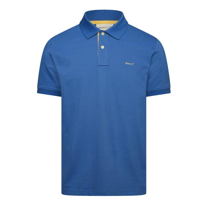 Gant Men's Blue Contrast Short Sleeve Polo Shirt in Size M, Sports Direct