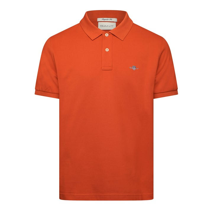 Gant Men's Orange Classic Short-Sleeve Polo Shirt in Size L, Sports Direct