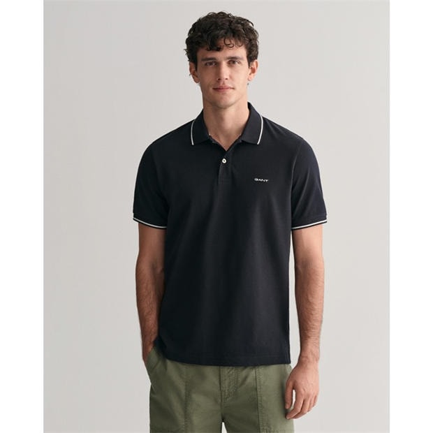 Black 005 - Gant - Tipped Pique Polo Shirt