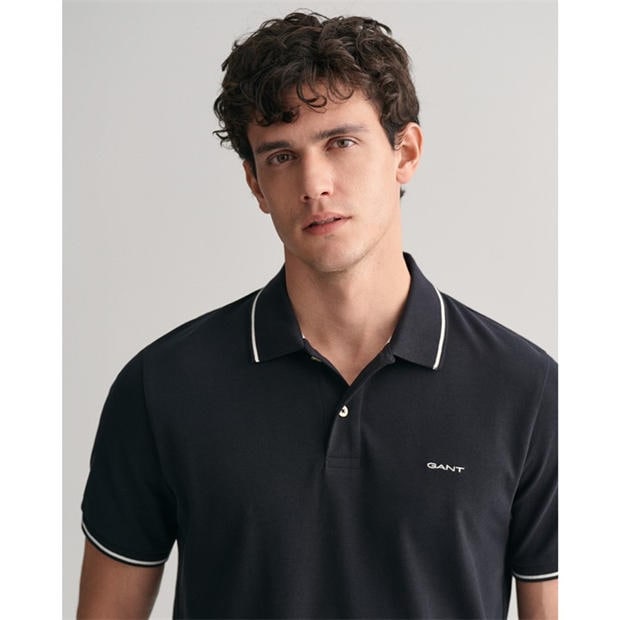 Black 005 - Gant - Tipped Pique Polo Shirt