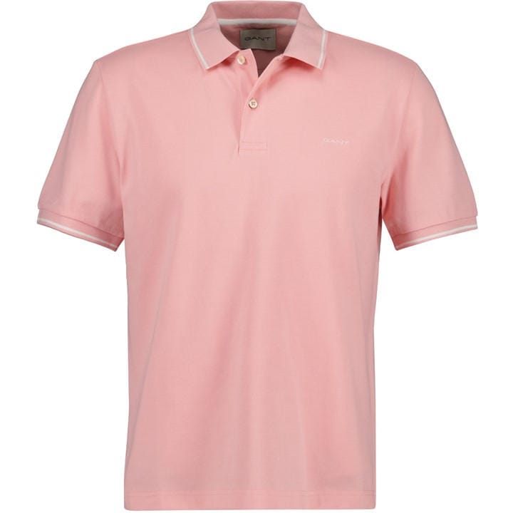 Gant Men's Pink Tipped Pique Polo Shirt in Size XL, Sports Direct