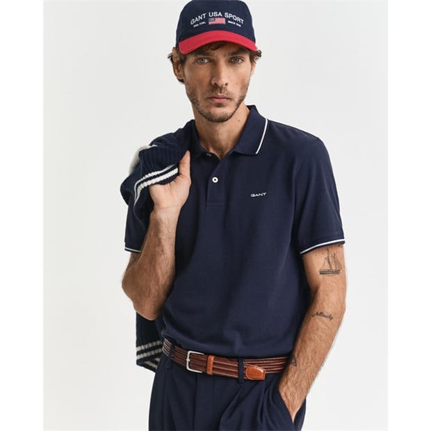 Evenng Blue 433 - Gant - Tipped Pique Polo Shirt