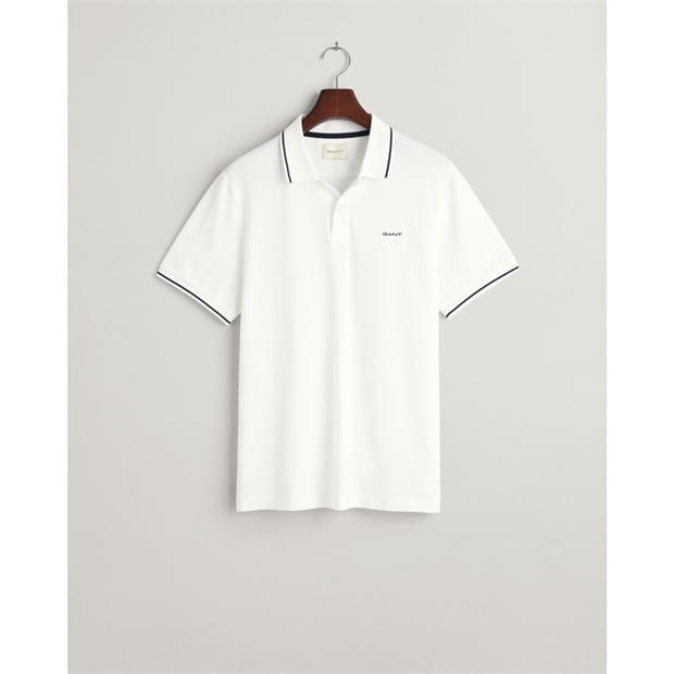 White 110 - Gant - Tipped Pique Polo Shirt