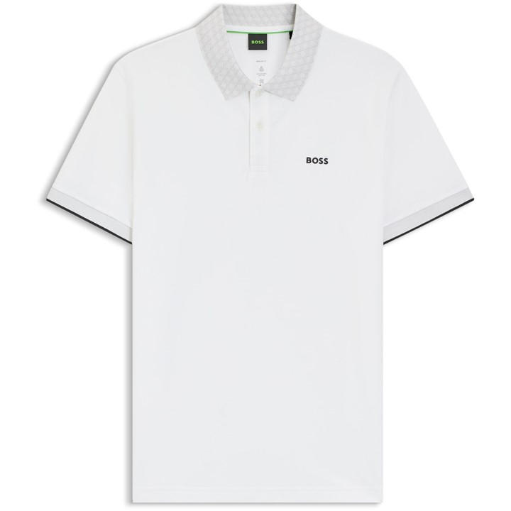 Boss Men's White Chip Paddy Cotton Short-Sleeve Polo Shirt in Size M, Sports Direct