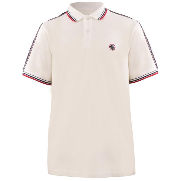Pretty Green Men's White Eclipse Tape Short-Sleeve Polo Shirt in Size L, Sports Direct
