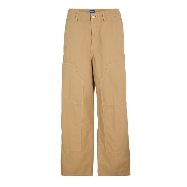 Hugo Women's Beige Hacarpe Straight Leg Trouser in Size 12, Sports Direct