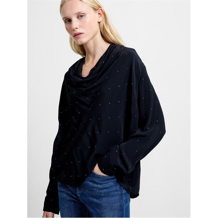 French Connection Women's Black Long Sleeve Blouse in Size 12, Sports Direct