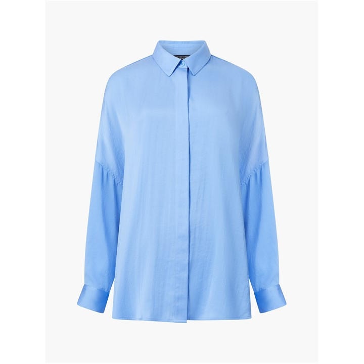 French Connection Women's Blue Damasco Long Sleeve Blouse in Size 14, Sports Direct