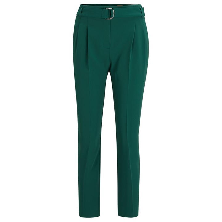 Boss Women's Green Tapiah Straight Trousers in Size 8, Sports Direct