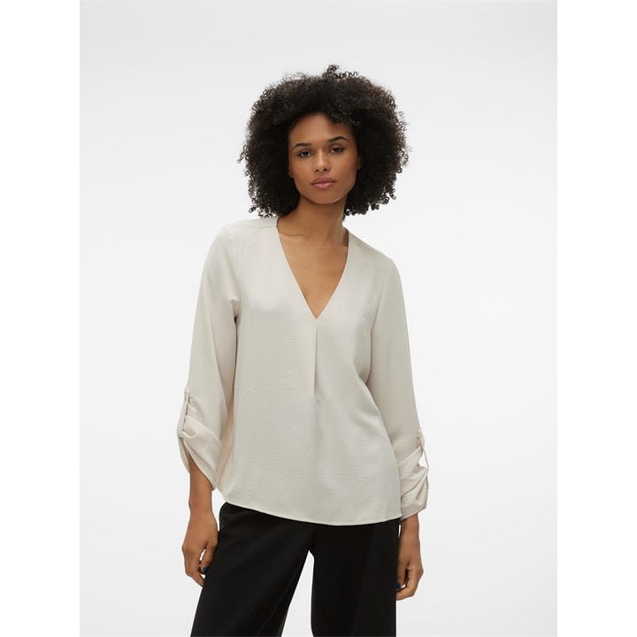 Vero Moda Women's Cream Classic Neck Blouse in Size 10, Sports Direct
