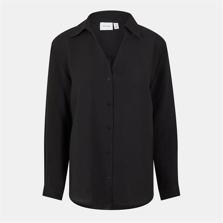 Vila Women's Black Vdmra V-Neck Long-Sleeve Blouse in Size 8, Sports Direct