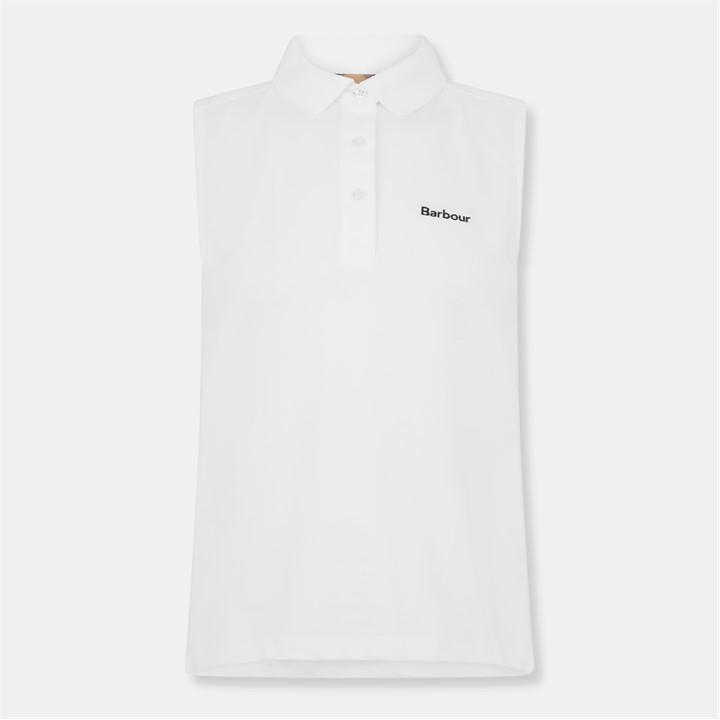 Barbour Women's White Bowford Sleeveless Polo Shirt in Size 8, Sports Direct