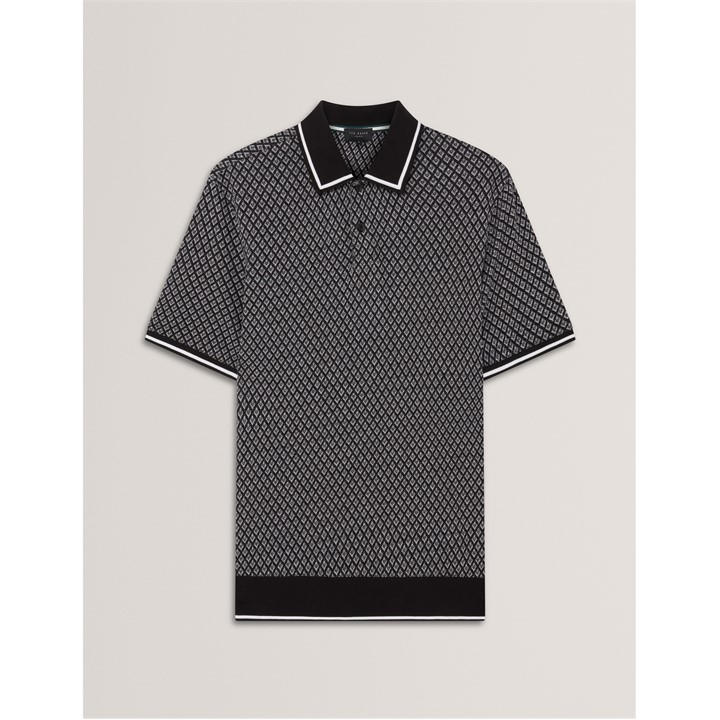 Ted Baker Men's Black Texture Short Sleeve Polo Shirt in Size XL, Sports Direct