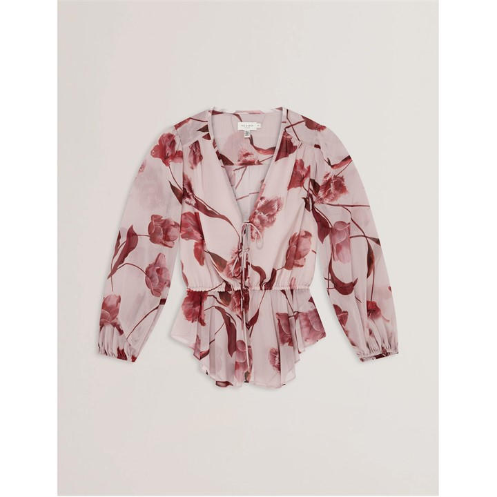 Ted Baker Women's Pink Woven Print Long-Sleeve Blouse in Size 8, Sports Direct