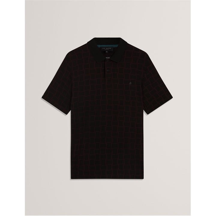 Ted Baker Men's Black Jacquard Short-Sleeve Polo Shirt in Size XL, Sports Direct