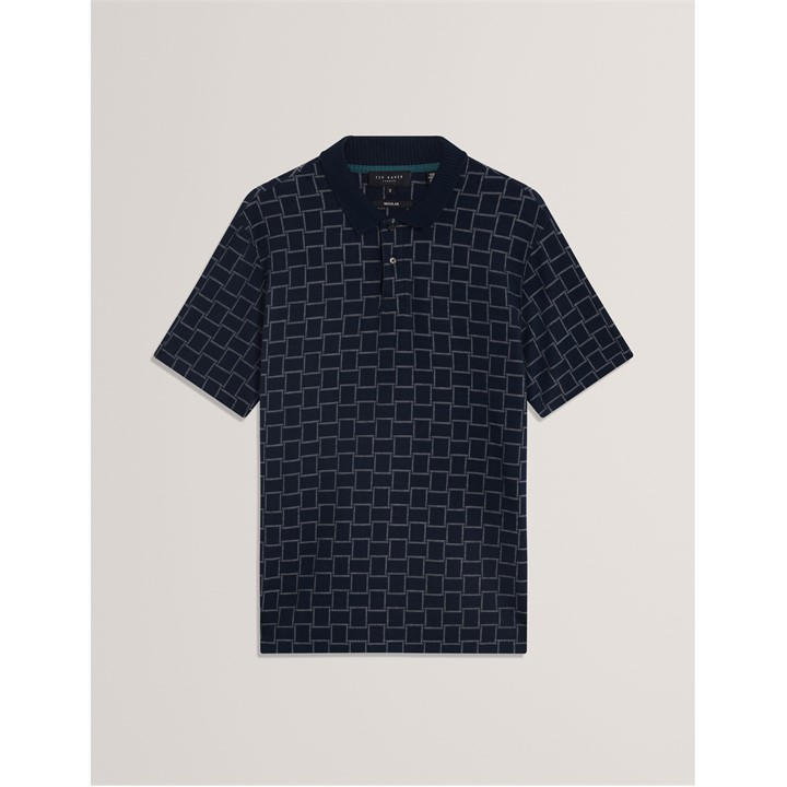 Ted Baker Men's Blue Jacquard Short-Sleeve Polo Shirt in Size XL, Sports Direct