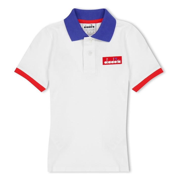 Diadora  Kids White ' Jb Polo 5 Palle Short Sleeve Polo Shirt in Size 5 - 6 Years, Sports Direct