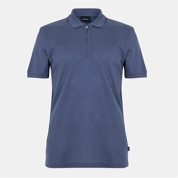 Boss Men's Blue Black Paras Short Sleeve Modern Polo Shirt in Size L, Sports Direct
