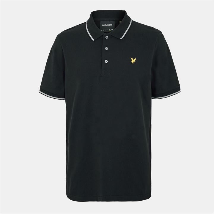 Lyle And Scott Men' Black Tipped Short Sleeve Polo Shirt in Size S, Sports Direct