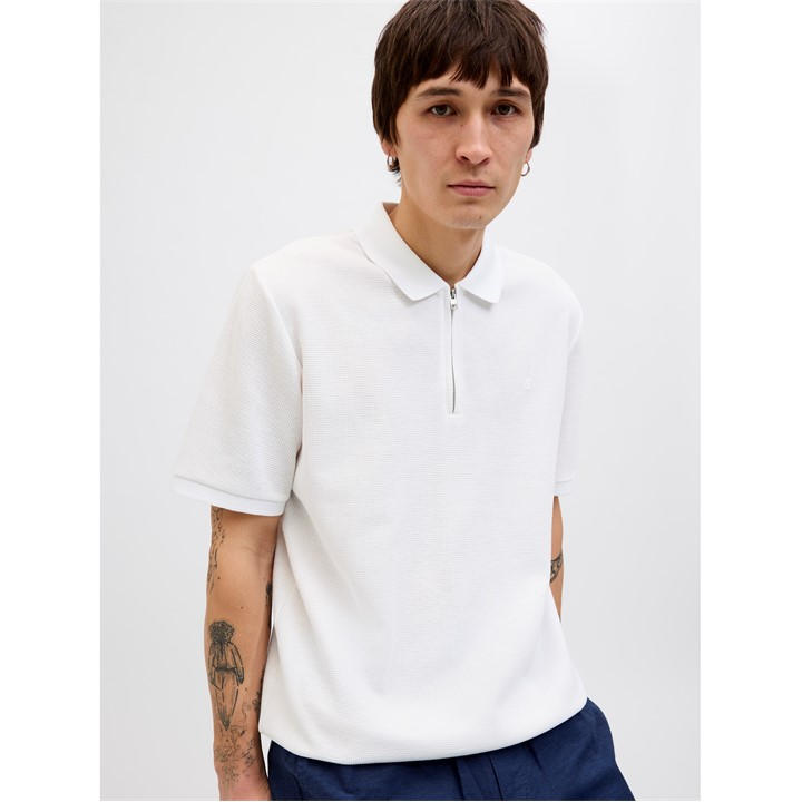 Jack And Jones Men's White Austin Zip Polo in Size 2XL, Sports Direct