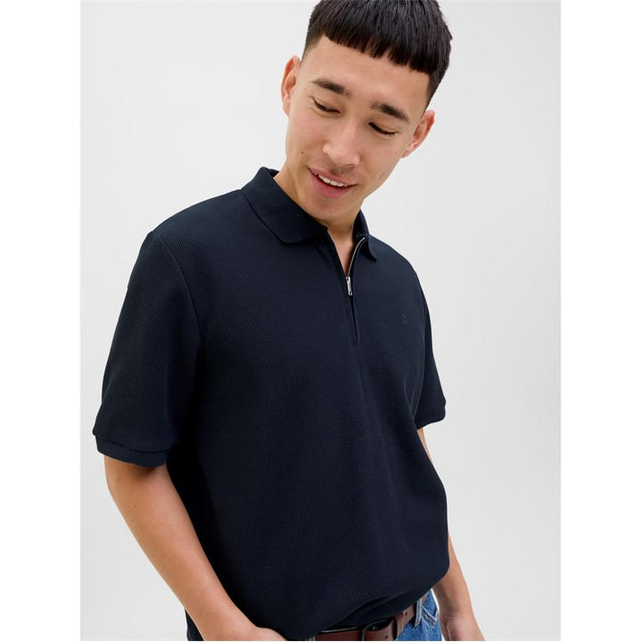 Jack And Jones Men's Blue Austin Zip Polo in Size M, Sports Direct