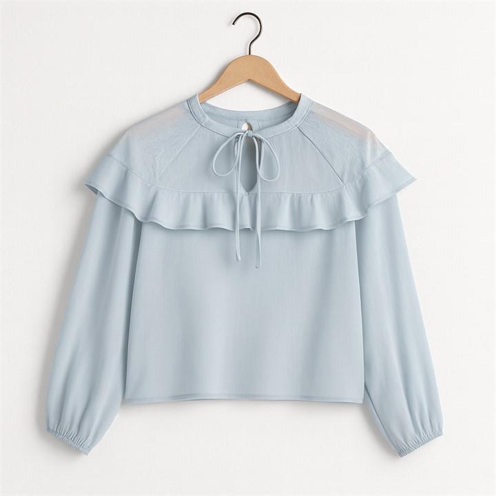 I Saw It First Women's Long Sleeve Ruffle Blouse - Blue - 16 (XL) - Image 2