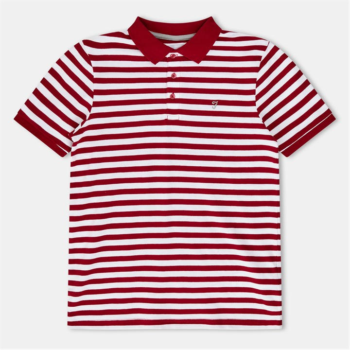 Farah  Kids Red Yd Stripe Short Sleeve Polo Shirt in Size 13 - 14 Years, Sports Direct
