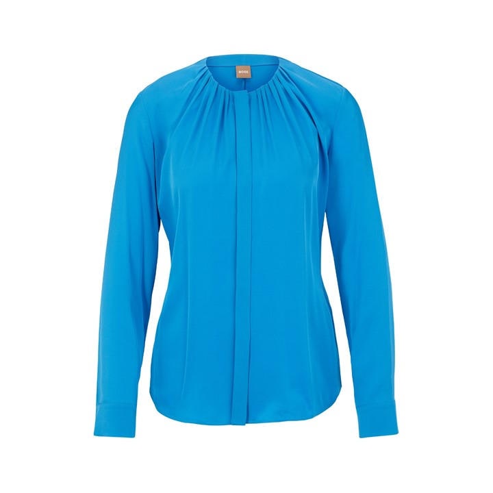 Boss Women's Blue Banorah Long Sleeve Long Blouse in Size 12, Sports Direct